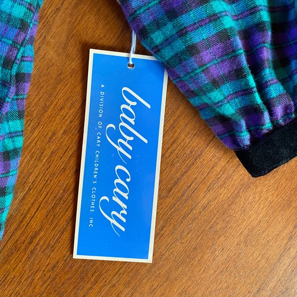 Baby Cary Green and Purple Flannel Dress with Black Velvet Trim 18Mo. NWT - Picture 2 of 5